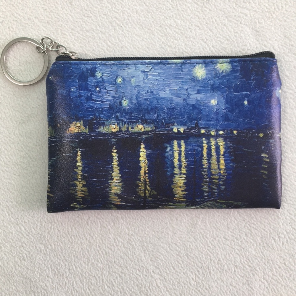 New “Starry Night Over the Rhône” by Van Gogh Coin/Card Purse Keyring